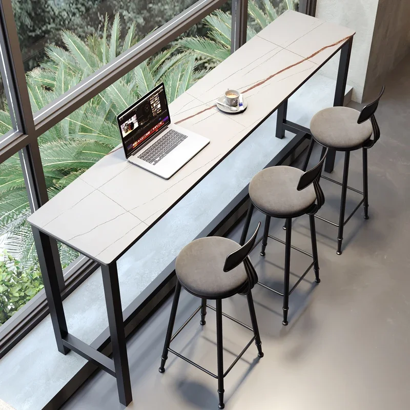 Commercial Kitchen Tile - โต๊ะบาร์สไตล์นอร์ดิกสำหรับระเบียง ห้องครัว วางพิงผนัง โต๊ะบาร์ค็อกเทลทรงยาว โต๊ะกาแฟสูง เฟอร์นิเจอร์