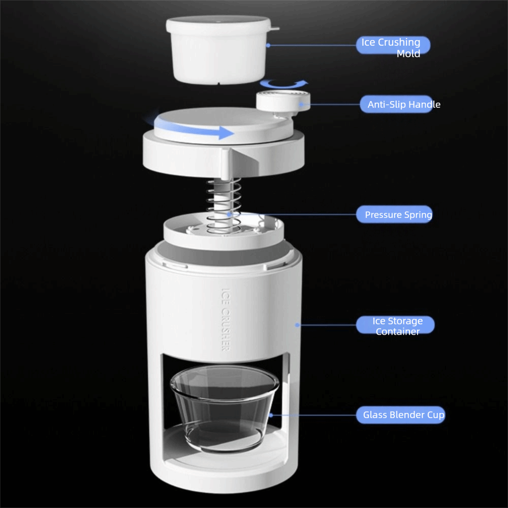 Slushy Machine - เครื่องทำน้ำแข็งไสแบบหมุนมือ พร้อมสปริงแรงดัน ดีไซน์กันลื่น ใบมีดถอดได้ เครื่องทำน้ำแข็งไส DIY