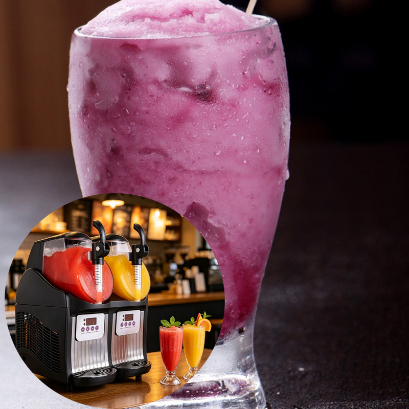 Slushy Machine - เครื่องทำน้ำแข็งปั่น น้ำแข็งไส ชา น้ำผลไม้ปั่น พร้อมคอมเพรสเซอร์เชิงพาณิชย์ เครื่องทำหิมะละลาย